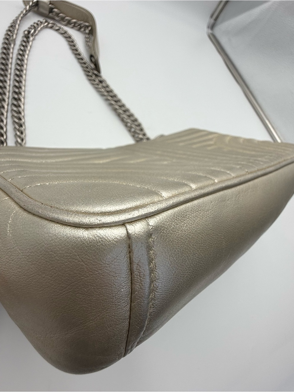 Prada Metallic Champagne Quilted Shoulder Bag with Chain Strap - Picture 5 of 13